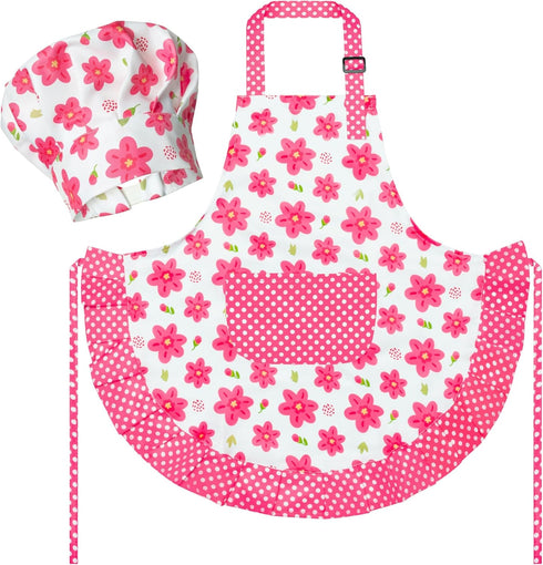 R HORSE Kid Apron and Chef Hat Set - 2Pcs Adjustable Children