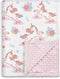 SANDJEST Unicorn Baby Blanket, 30 x 40, Kids Throw Minky Blanket with Double Layer Dotted Backing, Birthday Gift