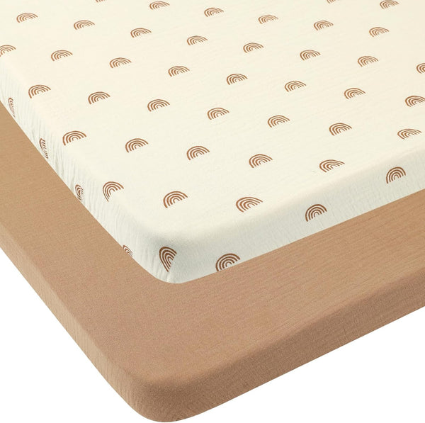 Onacosht Muslin Mini Crib Sheets, 39" x 27" Pack and Play Mattress