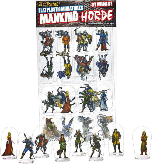 Arcknight Mankind Horde Flat Plastic Miniatures, 31 Unique Human-Themed Enemy Minis for DND