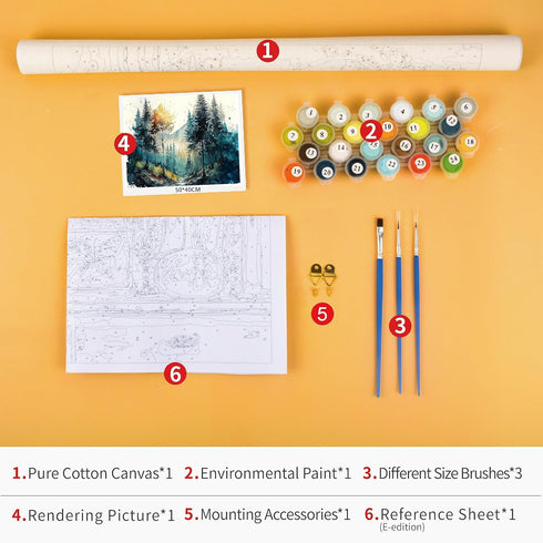 TUMOVO Paint by Number for Adults - Watercolor Forest Landscape DIY Kits for Romantic Art Craft, 16x20inch