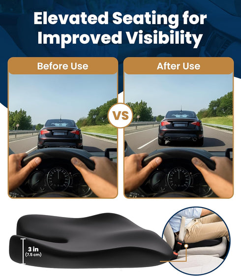Everlasting Comfort Car Seat Cushion for Driving - Orthopedic Car Cushion for Office, Travel, Gaming Chair Memory Foam