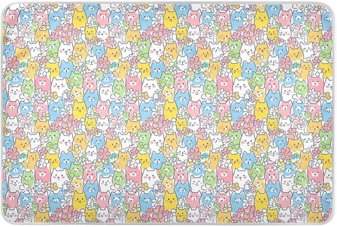 siphylline Colorful Cartoon Cats Extra Large Resuable Toddler Mattress Pads Highly Absorbent Pads