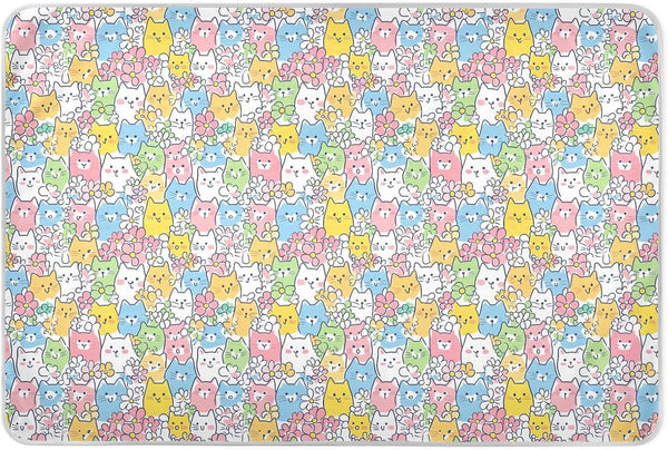 siphylline Colorful Cartoon Cats Extra Large Resuable Toddler Mattress Pads Highly Absorbent Pads