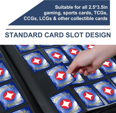16 1000+ Album, GEAoffice Pockets Card Binder for Cards, Premium Sturdy Card Holder PU Cover Collection Binder for MTG