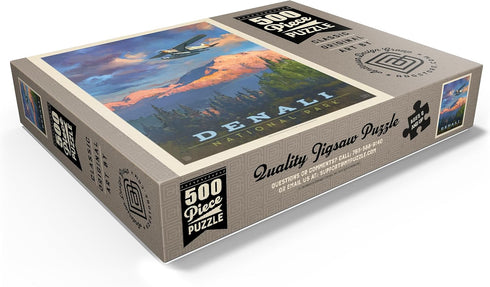 MyPuzzle Denali National Park: Back Country Vintage Poster - Premium 500 Piece Jigsaw Puzzle for Adults