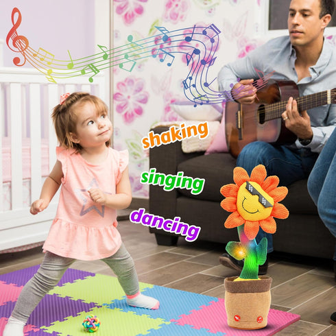 Kids,13.5 Easfan Dancing Sunflower Singing Talking Shaking Glowing Interactive Toy Repeats What You Say Electric Cute