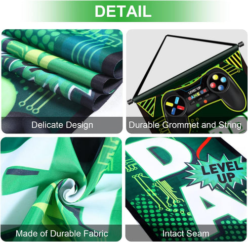 Blulu Game On Birthday Banner, Video Game Party Decorations, Happy Backdrop for Gamer Party Background