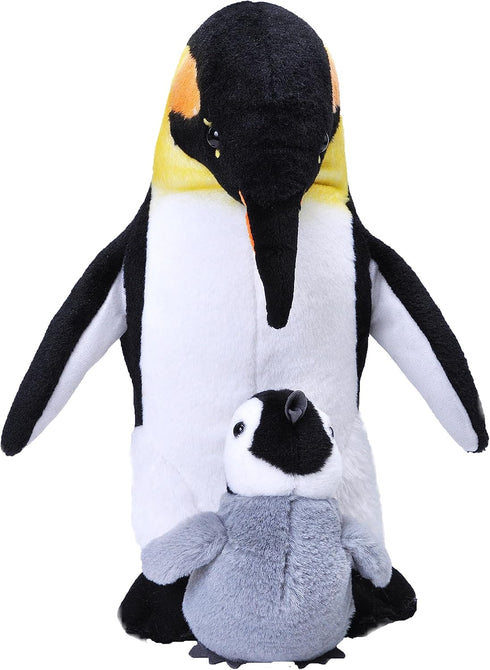 Wild Republic Mom and Baby Emperor Penguin, Stuffed Animal, 12 inches, Gift