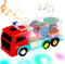 Light Up Sensory Car Toy for Kids, Transparent Gear Fire Truck with Colorful Moving Gears, Music and Lights