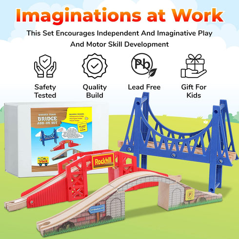 Set: Set On Track USA Bridge Accessory Train Suspension, Overpass and Arch Bridge Compatible with All Major Toy Trains