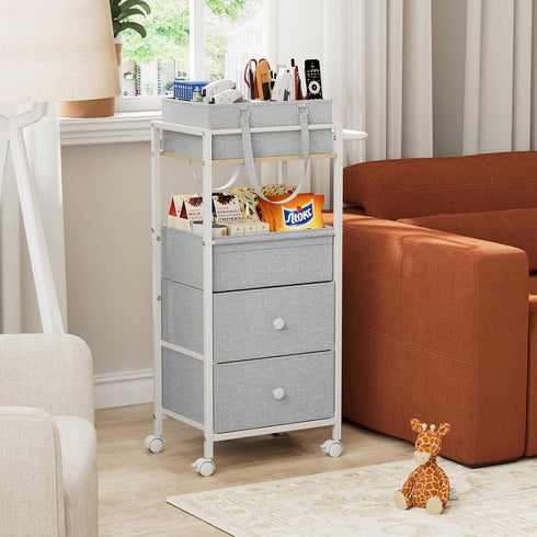 3In1 Modanais Baby Diaper Caddy Organizer Cart with Drawers - Rolling Storage Cart with Wheels, Removable Diaper Caddy
