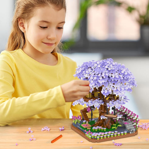 Cherry Blossom Bonsai Tree Mini Building Set, Japanese Sakura Tree House Model for Adults and Kids (2200PCS)
