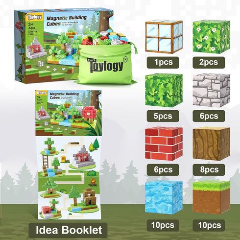 Magnetic Blocks-Build Mine Magnet World Edition, STEM Montessori Sensory Toys for Boys & Girls Age 3+, Fidget Cubes
