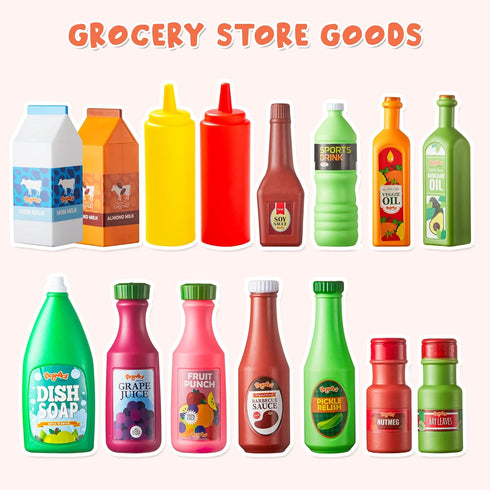 JOYIN 30Pcs Play Food Grocery Cans, Play Kitchen Accessories for Kids Gifts & Indoor Toys