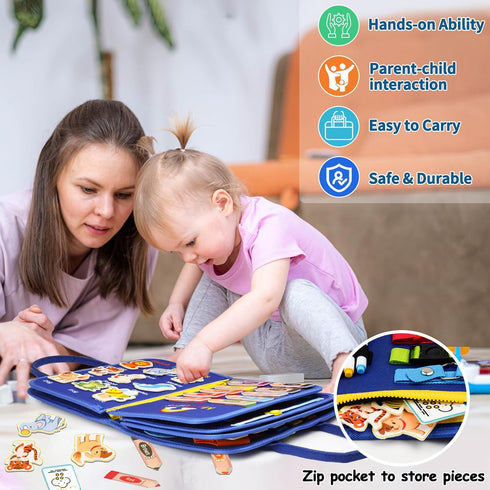 Toddler Busy Board, Montessori Toys for Boys, Sensory Board Birthday Gifts - Educational Busy Book, Learning toys