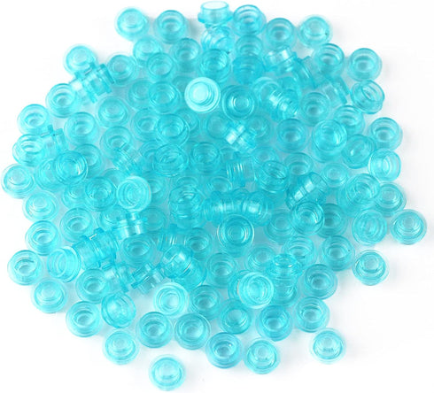 Feleph 1000PCS Transparent Light Blue Round Plates 1X1 Building Blocks Parts and Pieces Bricks Dots Bulk Studs Accessories Kit Compatible with Major Brand 4073