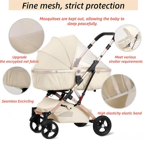 LABRUSID 2 Pack Universal Mosquito Net for Strollers - Breathable Insect Netting Protection for Babies, Fine Mesh Bug