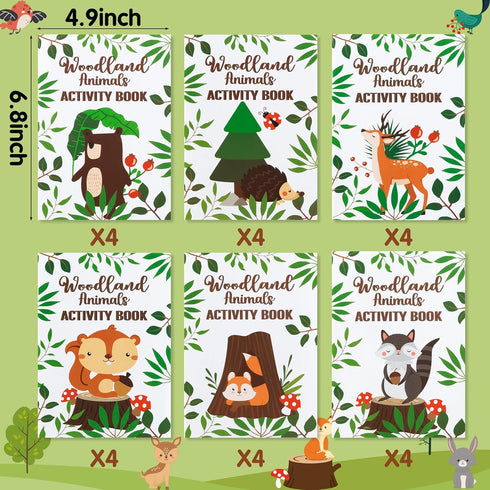 24Pcs Dvbonike Woodland Animals Activity Books for Kids Forest Creatures Mini Fun Games Coloring Book in Bulk Wild