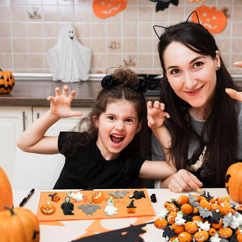 Halloween Erasers for Kids, 110 pcs Pumpkin Erasers Bulk, 3D Mini Eraser for Classroom Prizes, Game Reward, Goody Bag