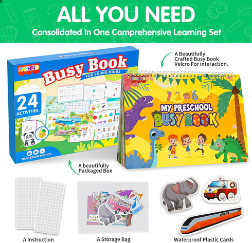 24 3-5, 3-6 NASHRIO Montessori Themes Busy Book for Toddlers Engaging Preschool Learning Activities for Home School