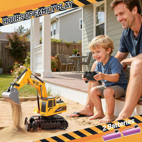 XINNOVEL 6-12, 11CH 2.4Ghz 3 4 5 6 7 8 9 10 11 12 Remote Control Excavator Toys for Boys Age RC Sand Digger with Metal