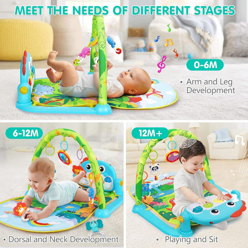 UMIKU Tummy 0-3 6 9 12 Baby Gym Play Mats Baby Time Mat Musical Activity Center for Newborn Infant Piano Babies Play