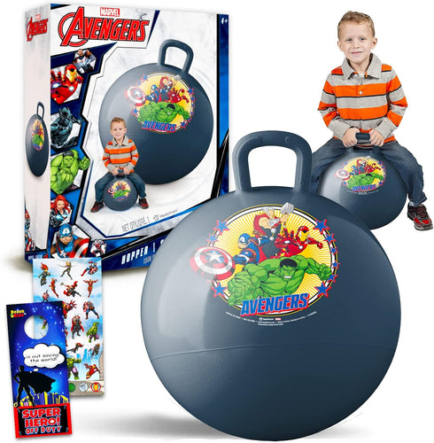 Marvel Avengers Hopper Ball Bundle - Includes 15" Hopper Ball, Avengers Stickers, and Additional Door Hanger for Boys