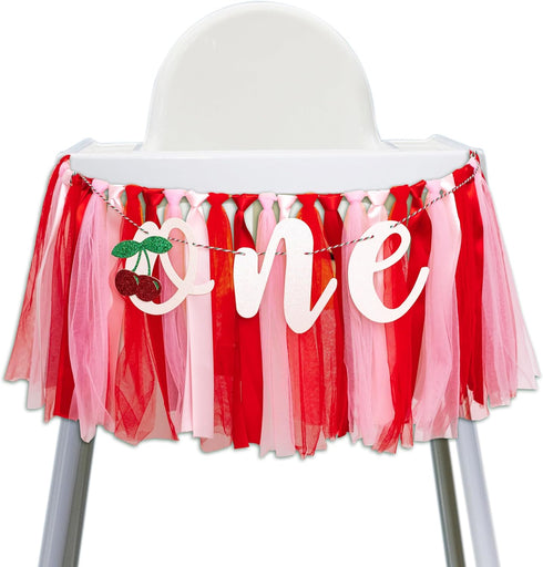 Cherry One High Chair Banner - Cherry Themed First Birthday Party Banner