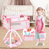 deAO Baby Doll Stroller Crib Bed Nursery Role Play Set, Baby Doll Accessories with Travel Cot and Foldable Stroller