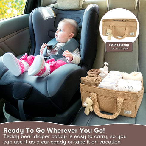 PeraBella Baby Diaper Caddy Organizer - Portable Storage Basket for Diapers, Wipes, Nursery, Car, Baby Shower Gift