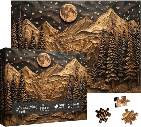 Larkipuzz 3D Mountain Forest Puzzles for Adults 1000 Pieces, Challenging Nature Plant Tree