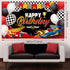Car Racing Happy Birthday Backdrop, Car Themed Party Decorations, Photo Background for Birthday Photography Decor