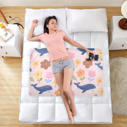 siphylline 52" 34" Cute Cartoon Blue Whale Flowers Extra Large Resuable Potty Training Pad Waterproof Washable Diaper