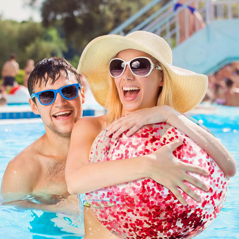 20 Pcs Inflatable Glitter Beach Ball, 24 Inch and 16 Inch Clear Beach Balls for Kids Adults Outdoor Summer Birthday