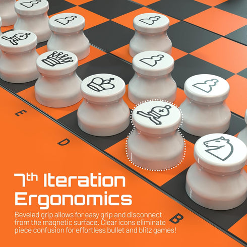 6 Inches Magnetic Chess Set, Unique Board Game with 2 Extra Queens, Portable Travel Folding Board, Orange/Grey