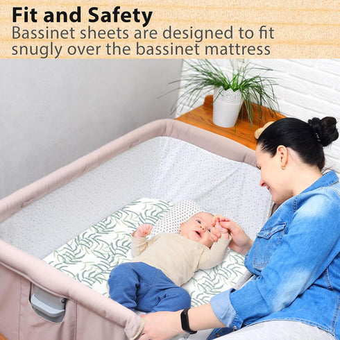 3-Pack 33x20x4 1721 2933 Bedside Sleeper Bassinet Sheets | GOTS Certified Organic Jersey Cotton, Ultra Soft