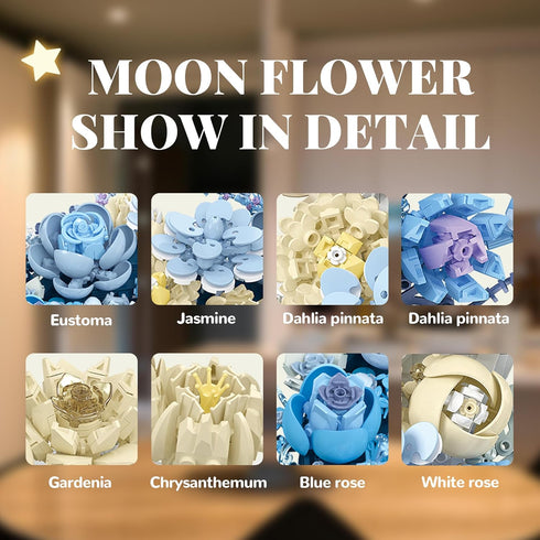 Nayihoop Set -934pcs Moon Flower Building Botanical Collection Blossom for Wall Decor