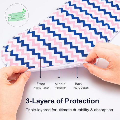 2-in-1 6 Pack 3 Burp Cloths and Baby Bibs - Large Super Absorbent Soft Cotton Burping Cloths for Spit Up, Layers Thick