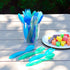 Youngever 18 Pcs Plastic Toddler Utensils, Large Size Kids Forks and Spoons, Set of 9 in Coastal Colors