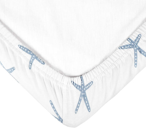Lush Decor 2 Pack Baby Seaside Starfish Organic Cotton Changing Pad Cover, Blue