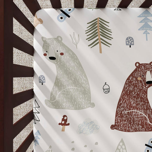 2 Pack Evolur Grizzly Bear Light Crib Sheet, Fitted Crib Sheet for Standard Crib and Toddler Mattress, Soft