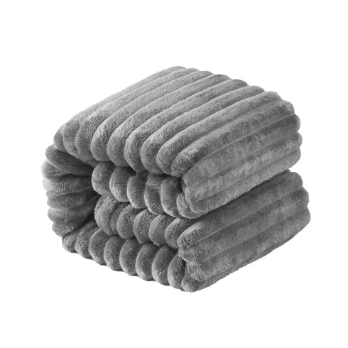 NTBAY Flannel Fuzzy Toddler Blanket, 30x40 Inches, Fluffy Warm Lightweight Reversible Stripes Design, Grey.