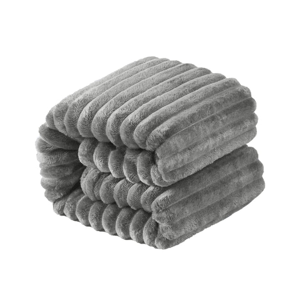 NTBAY Flannel Fuzzy Toddler Blanket, 30x40 Inches, Fluffy Warm Lightweight Reversible Stripes Design, Grey.