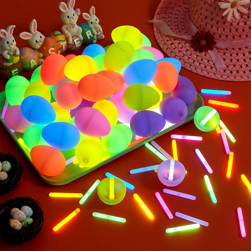72 144 JOYIN Pcs Easter Eggs with Pcs Mini Glow Sticks for Kids Glow-in-The-Dark Basket Stuffers Fillers Gift, Easter