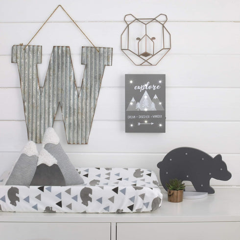 NoJo Lighted Wall Decor - Inspirational 'Explore, Dream, Discover, Wander' Design in Grey and Charcoal