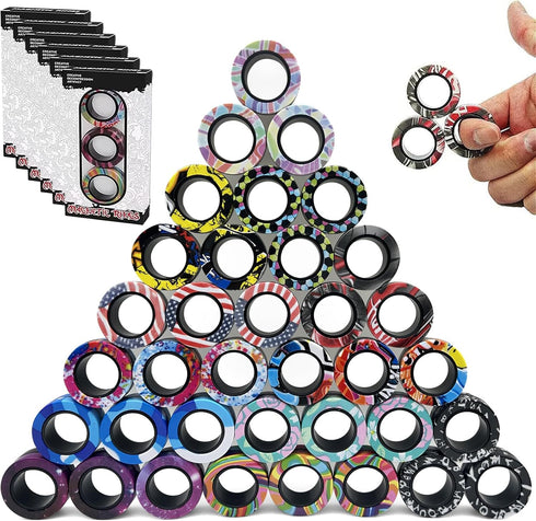 36Pcs Magnetic Rings Fidget Toys Spinner Set Prizes for Kids Classroom Party