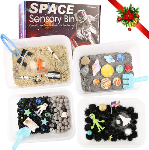 Space Themed Sensory Bin Filler,Planet Toys for Kids, Universe Solar System for