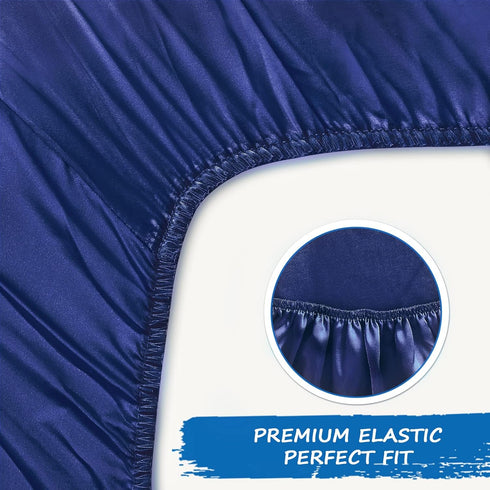 Satin Crib Sheet, Soft & Silky Fitted Crib Mattress Sheet, Navy, for Boys and Girls