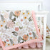 4-Piece Set Set Crib Bedding for Girls, Pink Baby Girl Bedding with Super Soft Crib Skirt, Reversible Baby Quilt, Crib